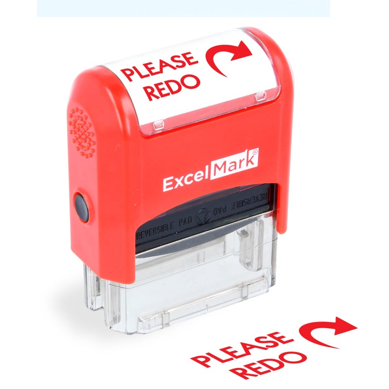 ExcelMark Self-Inking Rubber Teacher Grading Stamp - Please REDO - Image 1